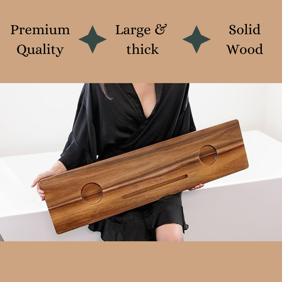Carpentray Premium Bathtub Tray | Large & Thick Bath Tub Tray | Solid Acacia Wood Bath Tray for Tub