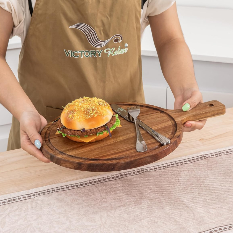 Carpentray Wooden Round Cutting Board With Handle