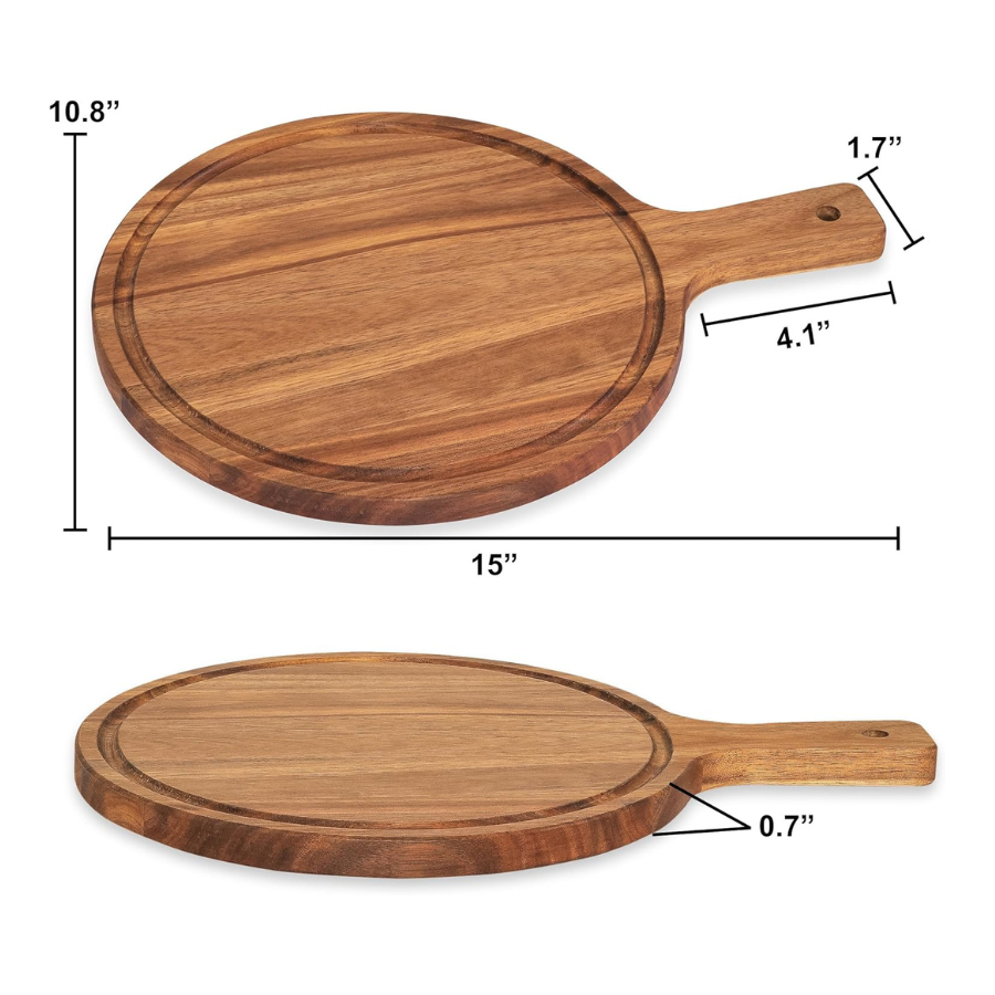 Carpentray Wooden Round Cutting Board With Handle