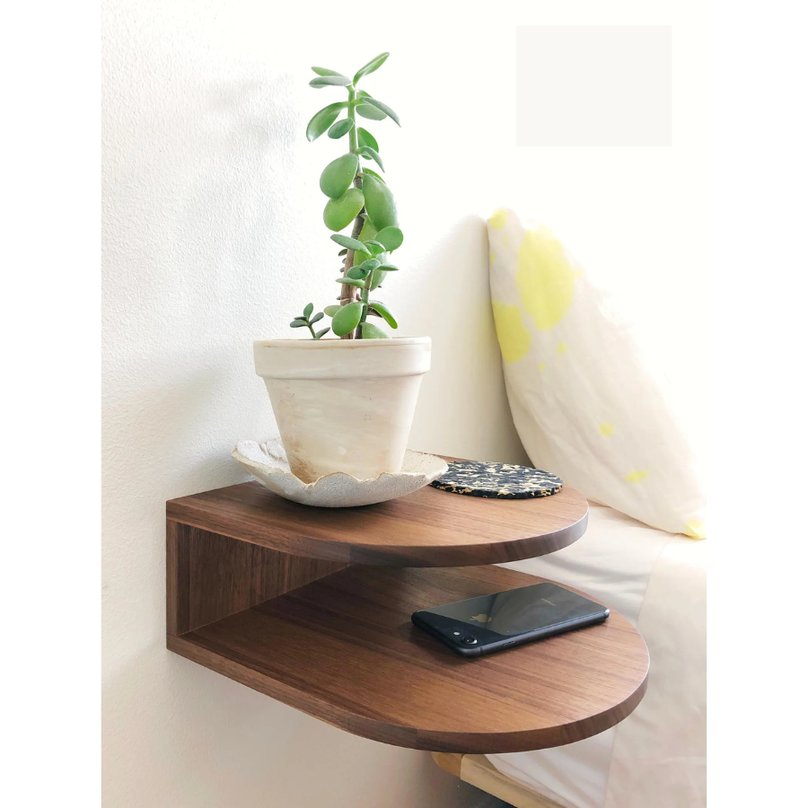 Carpentray wooden wall bedside 2 Rack Shelf