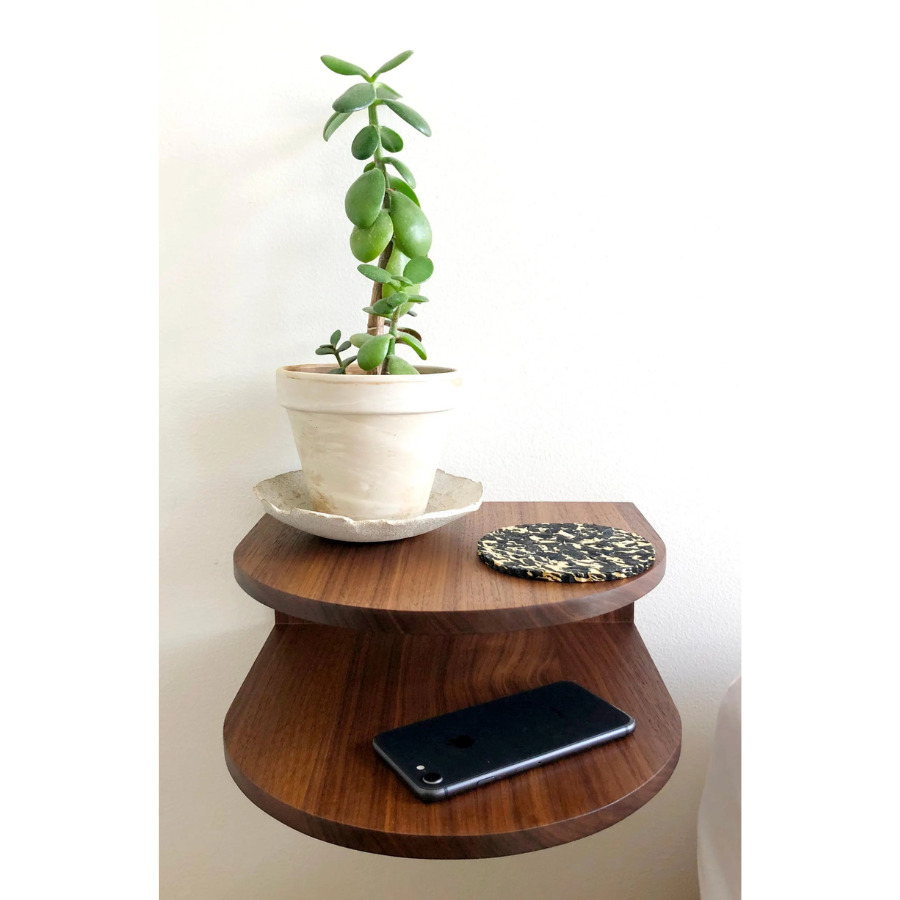 Carpentray wooden wall bedside 2 Rack Shelf