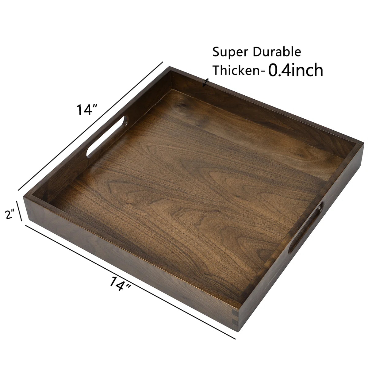 Carpentray 14x14 inch BreakFast Square Wooden Office Table Tray (Walnut)