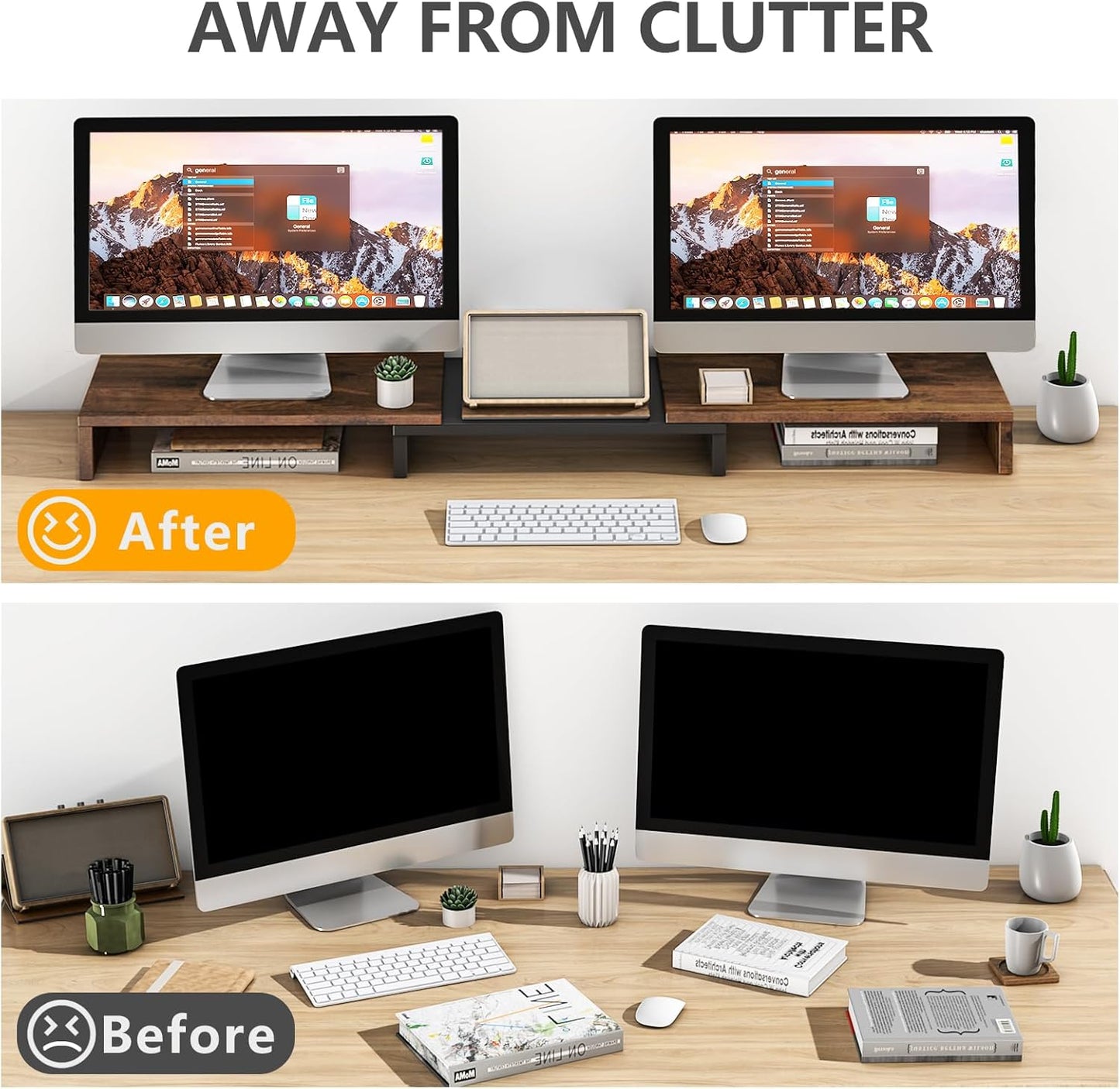 Carpentray Dual Monitor Stand Riser, Computer Monitor Stands