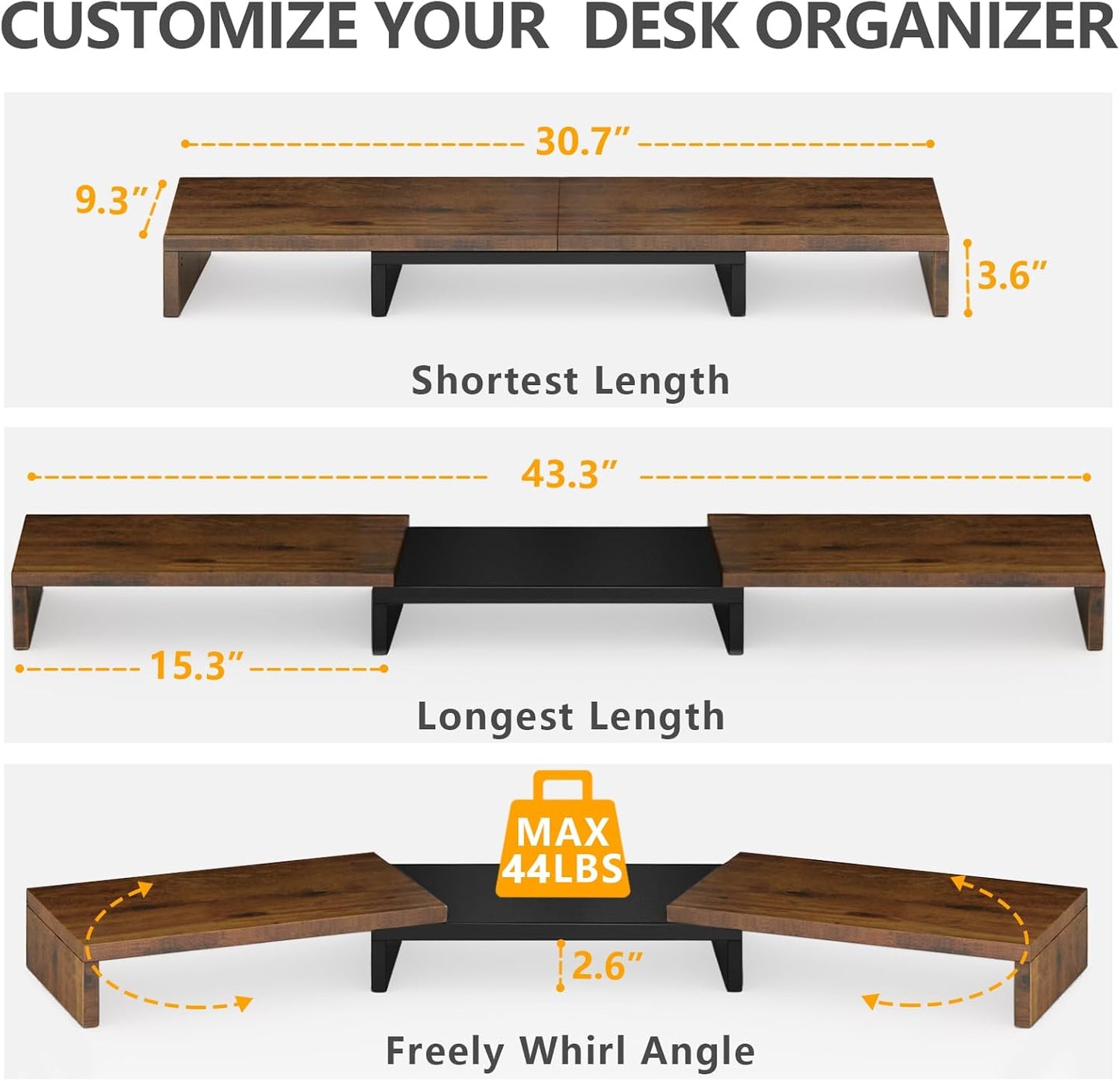 Carpentray Dual Monitor Stand Riser, Computer Monitor Stands