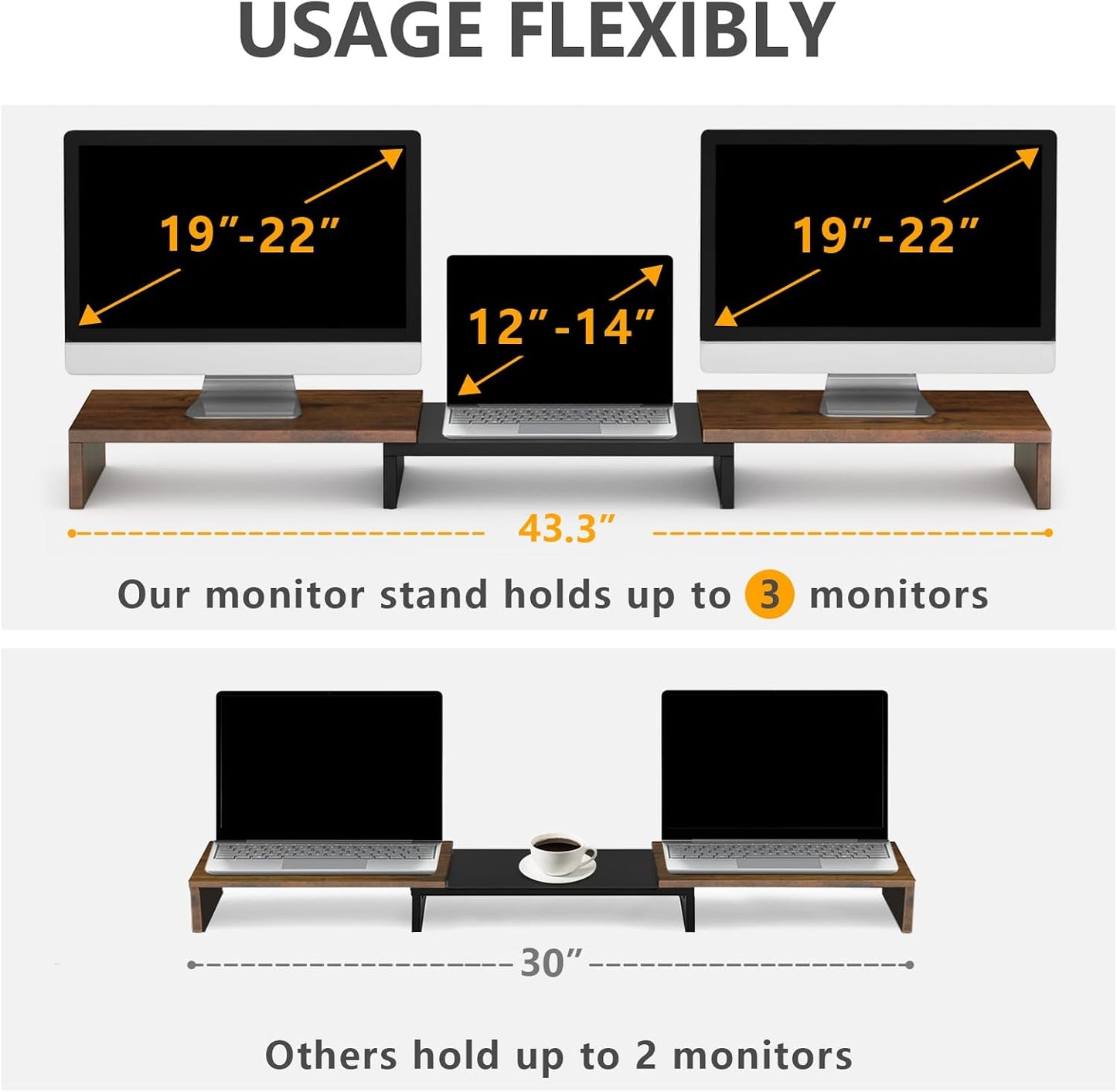 Carpentray Dual Monitor Stand Riser, Computer Monitor Stands