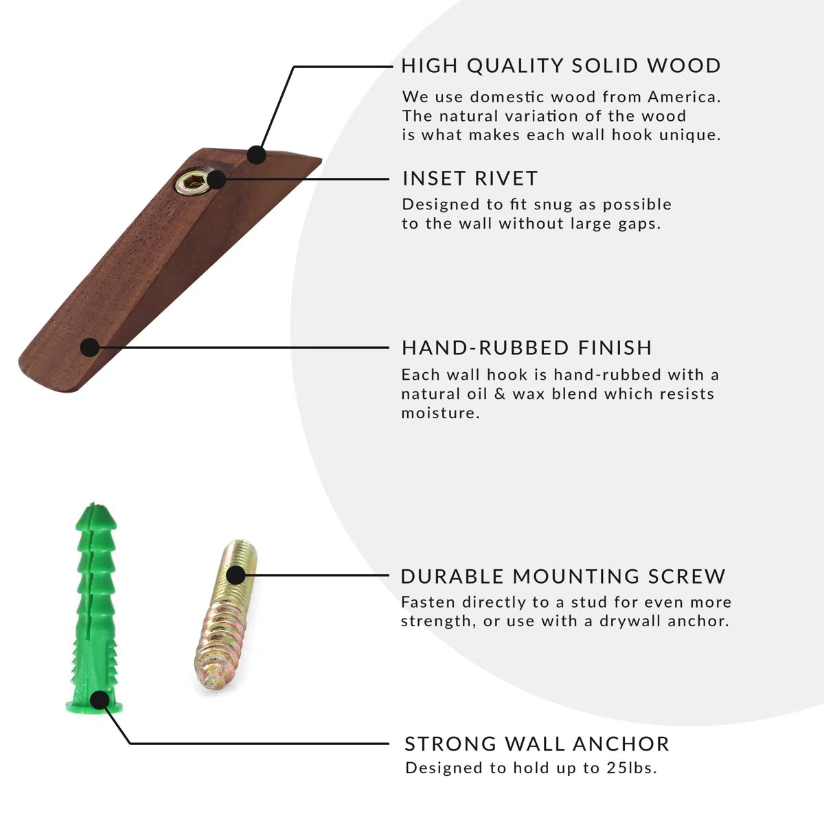 Carpentray Wooden Wall Hooks with 3 Hooks,