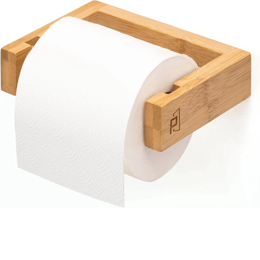 Carpentray Wall Mounted Toilet Paper Holder,Wooden Bathroom Tissue Holder,Wood Toilet Paper Roll Holder Tissue Holder for Bathroom (Natural)