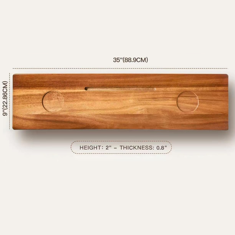 carpentray 36x9 inch premium acacia wood bathtub tray caddy