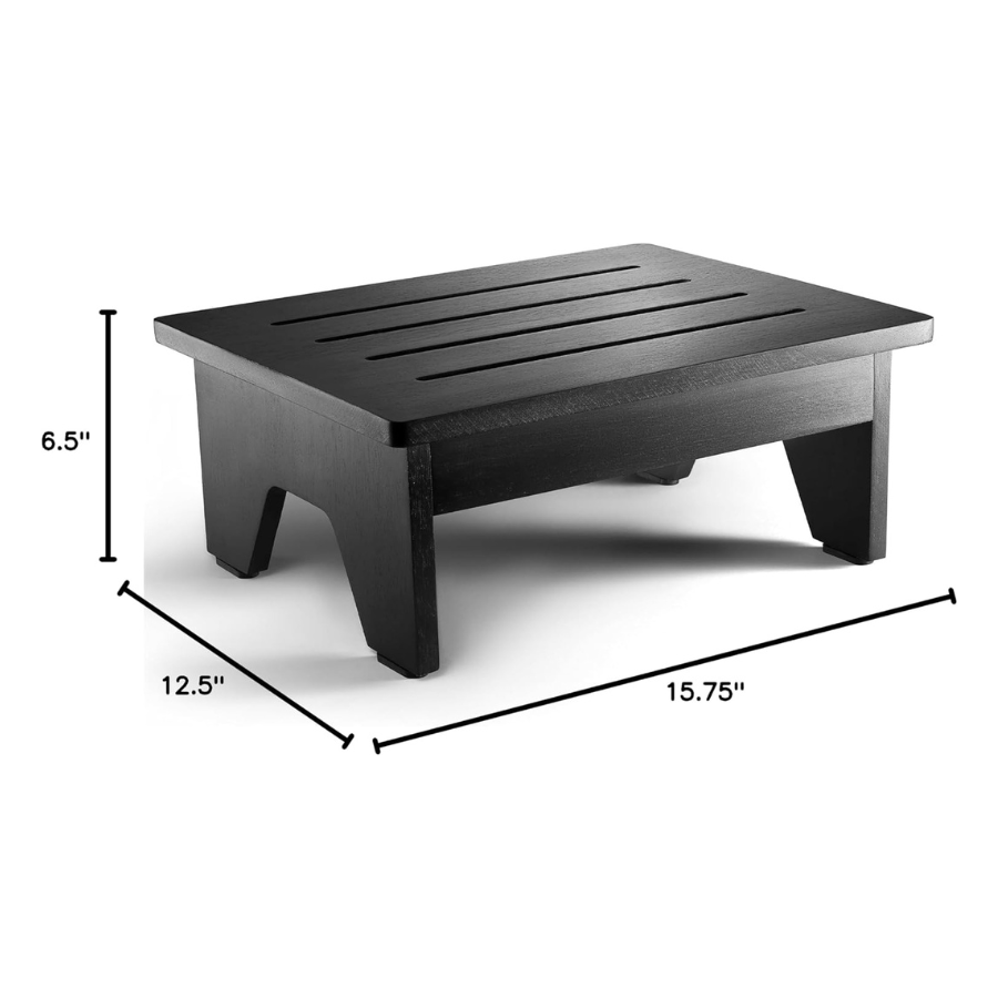 Carpentray 6.5" Wooden Step Stool for Adults (No Assemble Required)- 500 Lbs One Step Stools for High Bed Riser - Small Stepping Stool for Elderly, Seniors, Kid/Bathroom, Bed, Kitchen (Black)