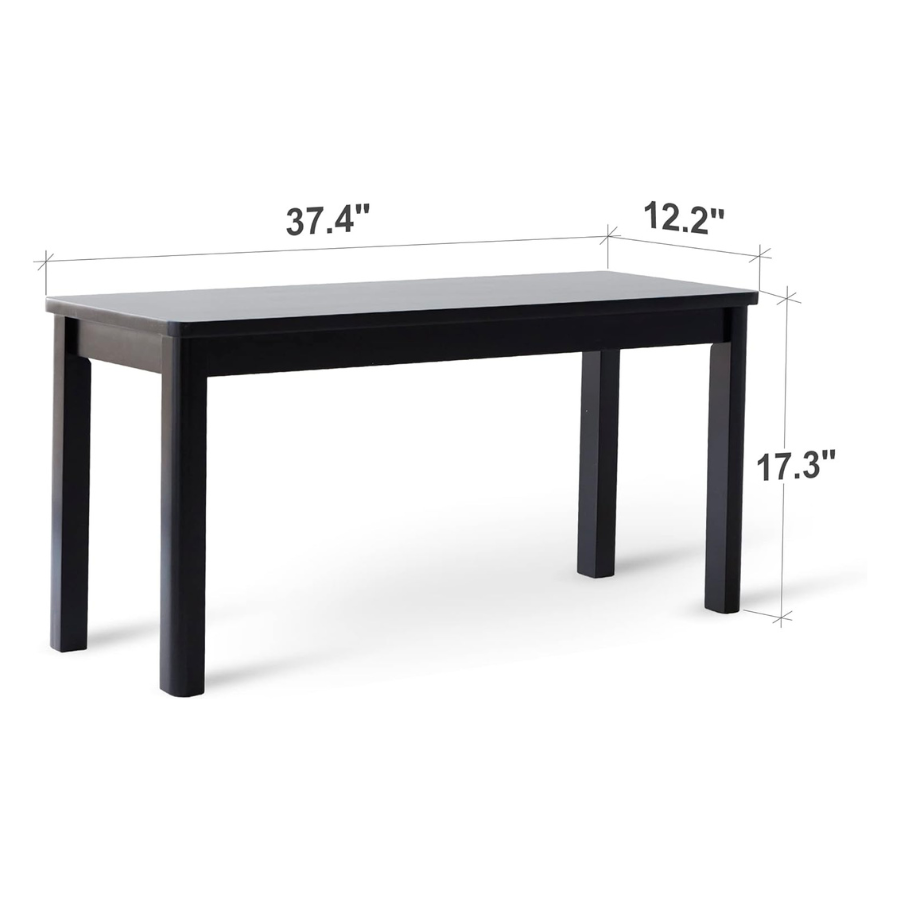 Carpentray 37.4" Wooden Dining Bench/Small Modern Farmhouse Malaysian Oak Wood Bench (Black)