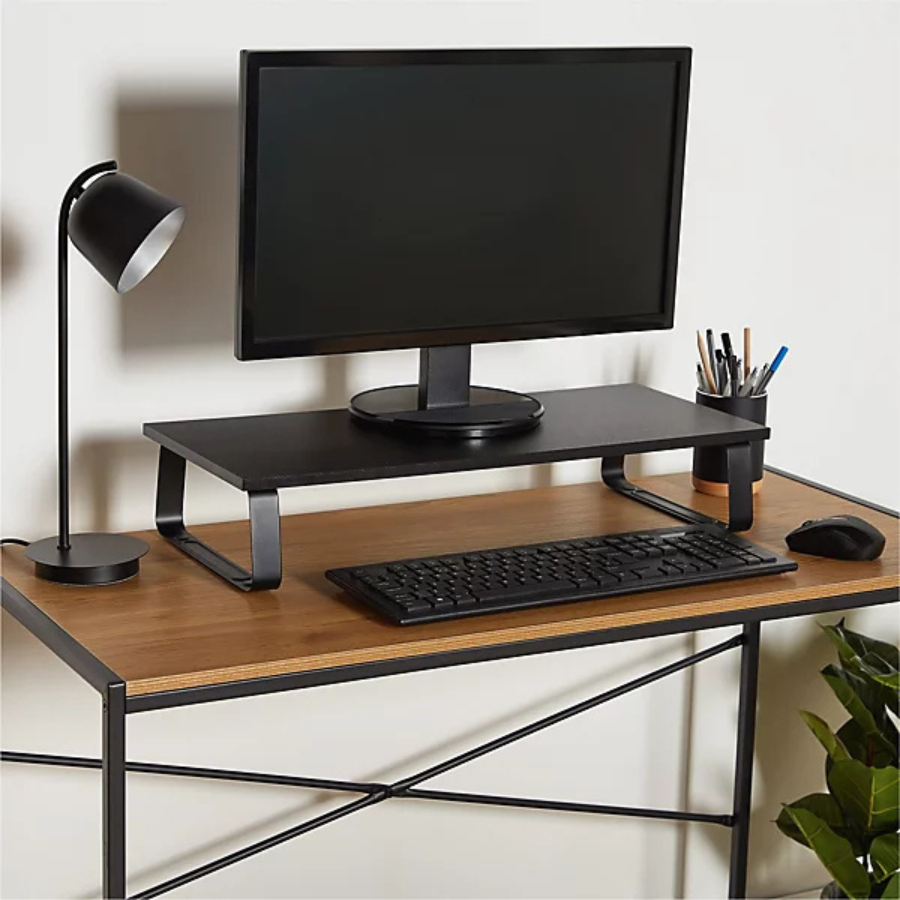 Carpentray 60cm Long Wooden Metal Monitor Riser Stand Black