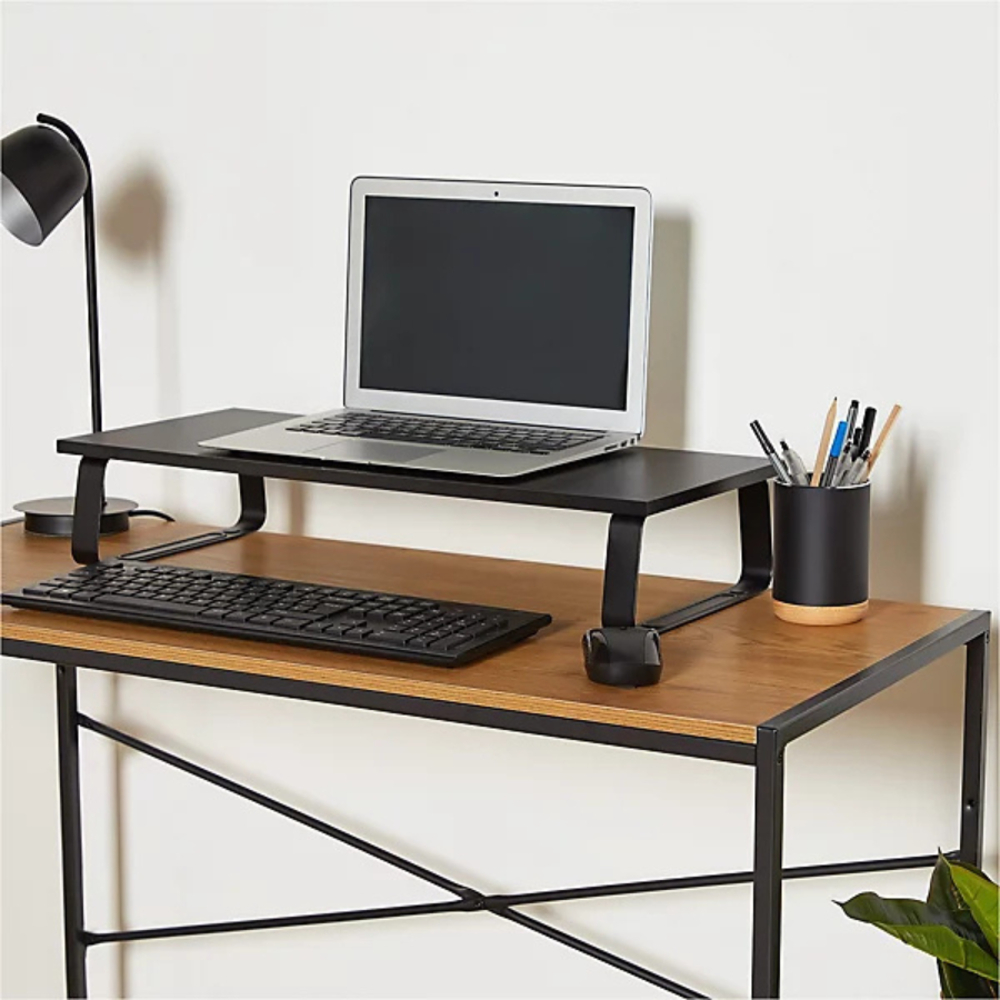 Carpentray 60cm Long Wooden Metal Monitor Riser Stand Black