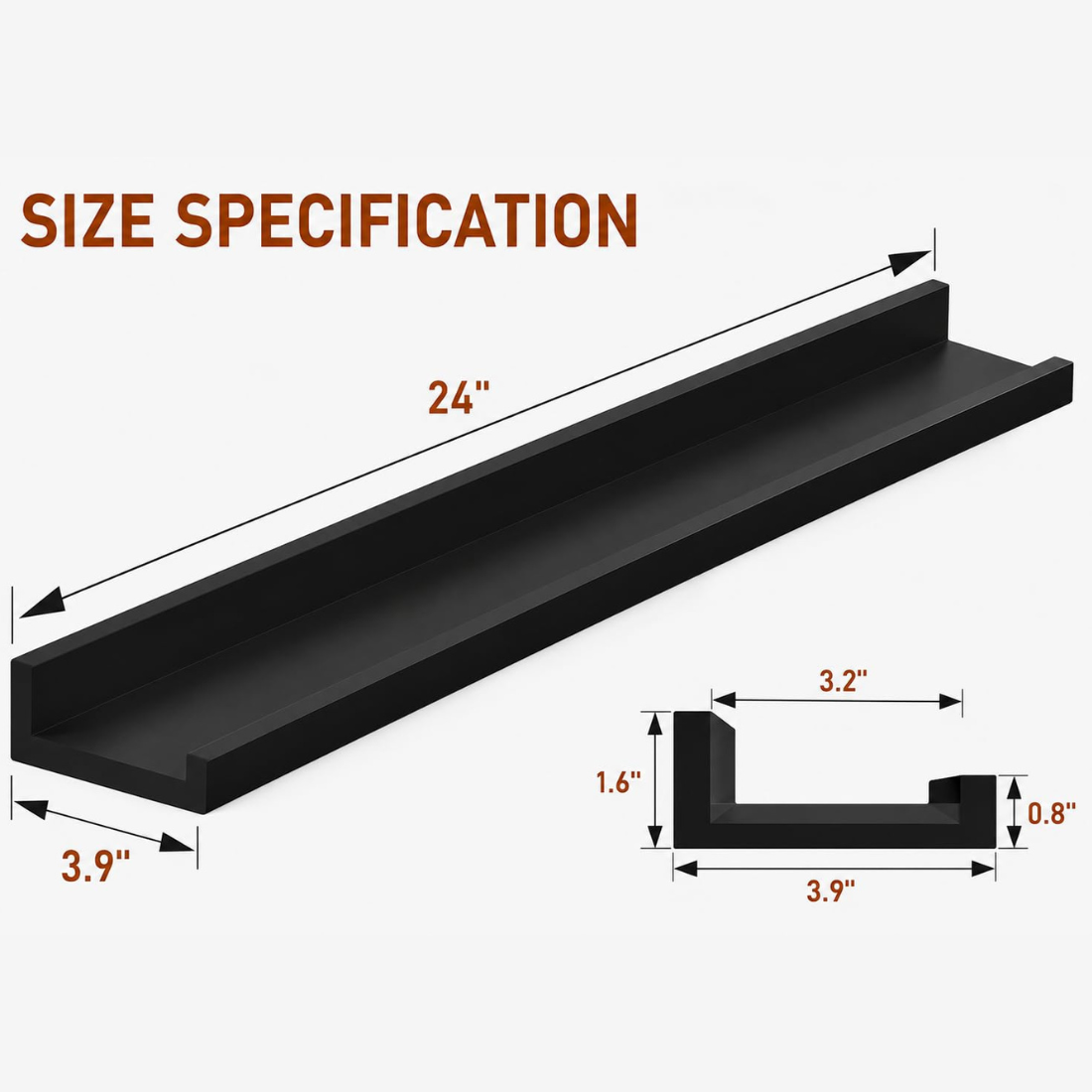 Carpentray 24" Long Picture Ledge Shelf for Wall, Solid Wood Nursery Book Shelves