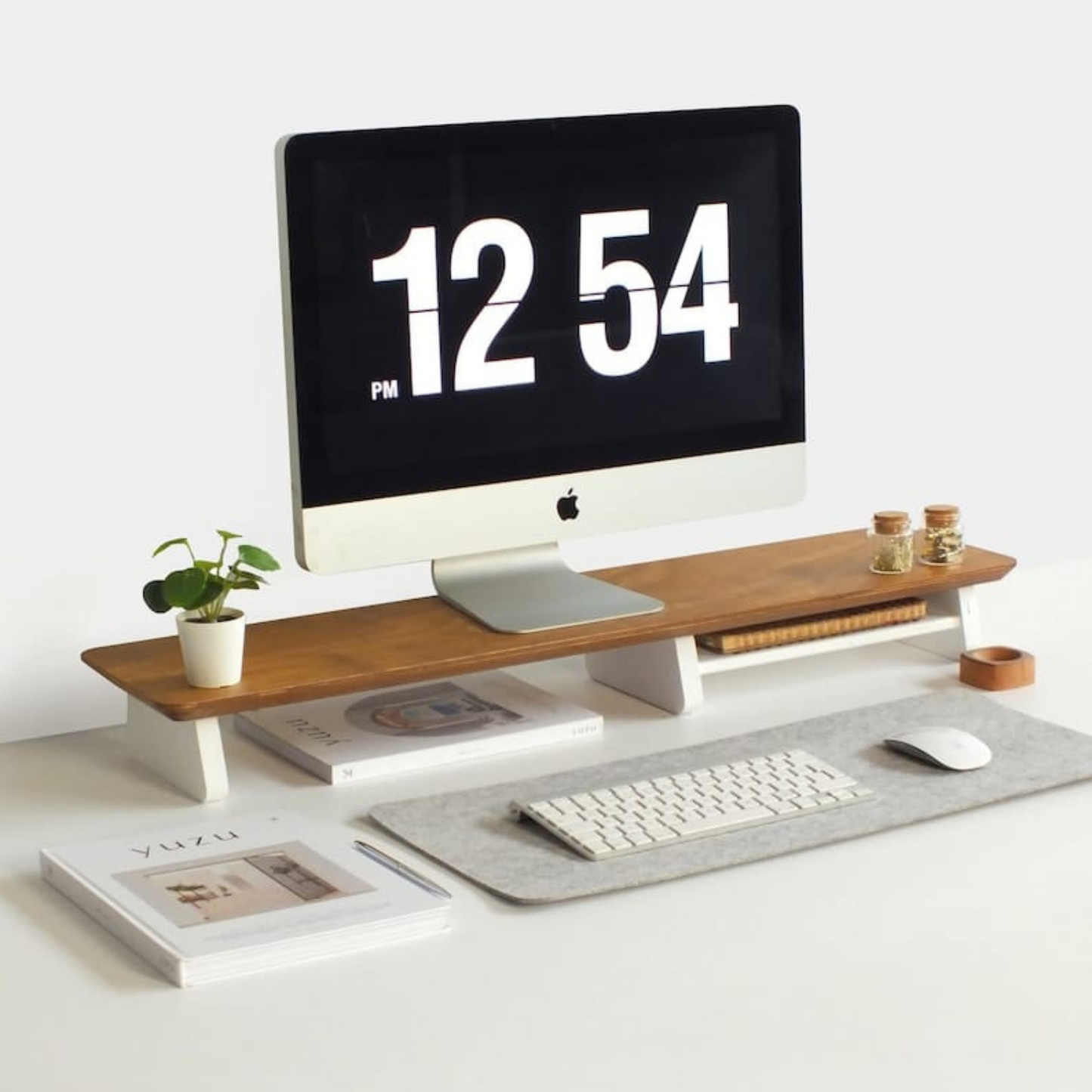 Carpentray 110Cm Long Wooden Monitor Riser (Brown+White)