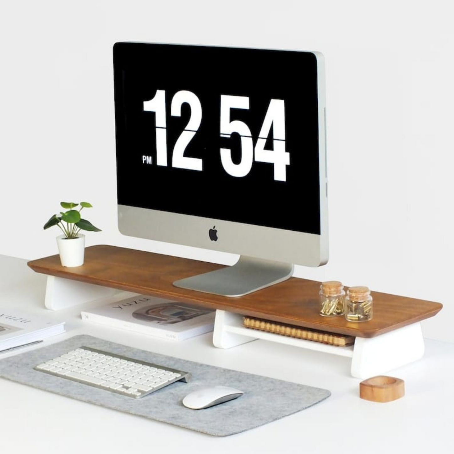 Carpentray 110Cm Long Wooden Monitor Riser (Brown+White)