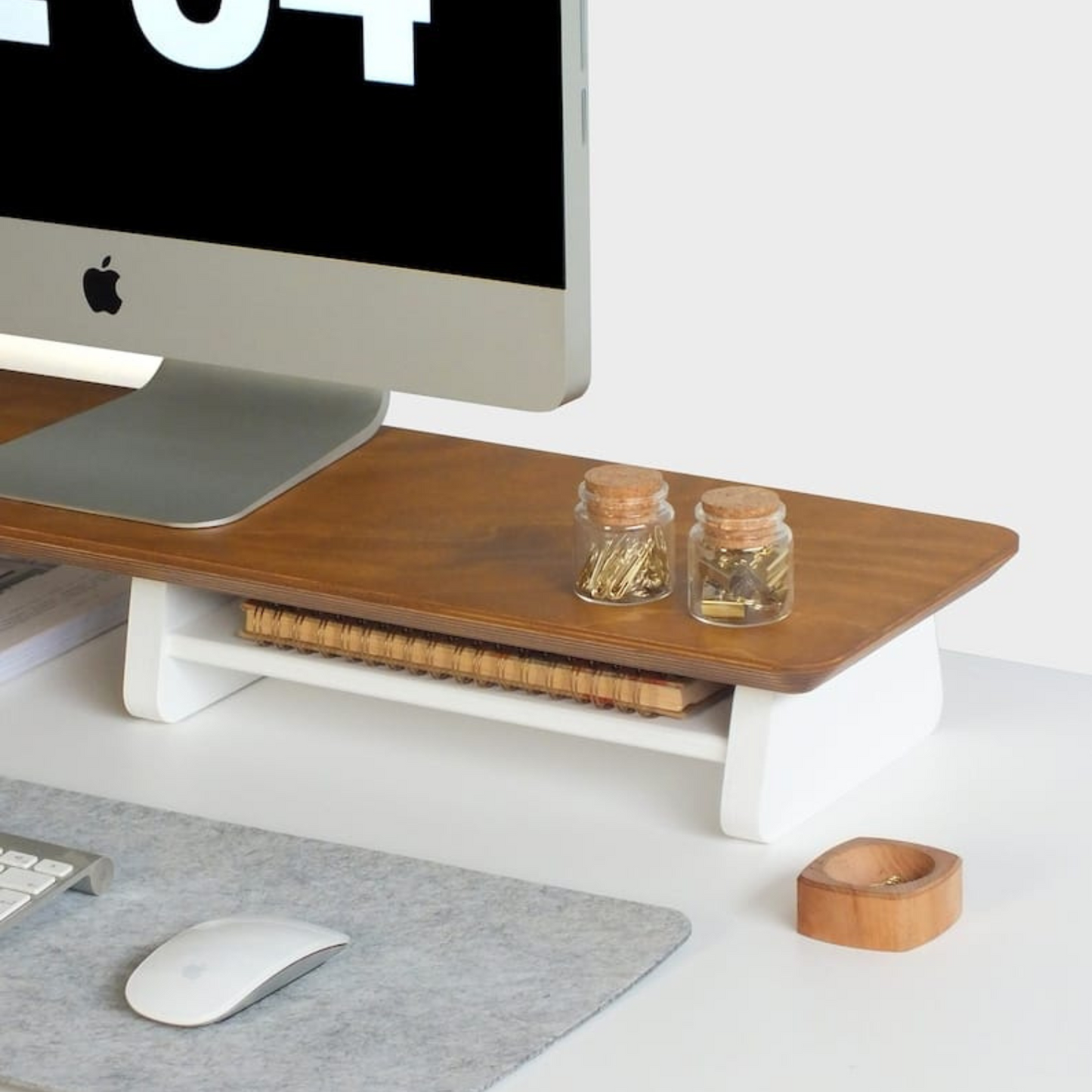 Carpentray 110Cm Long Wooden Monitor Riser (Brown+White)