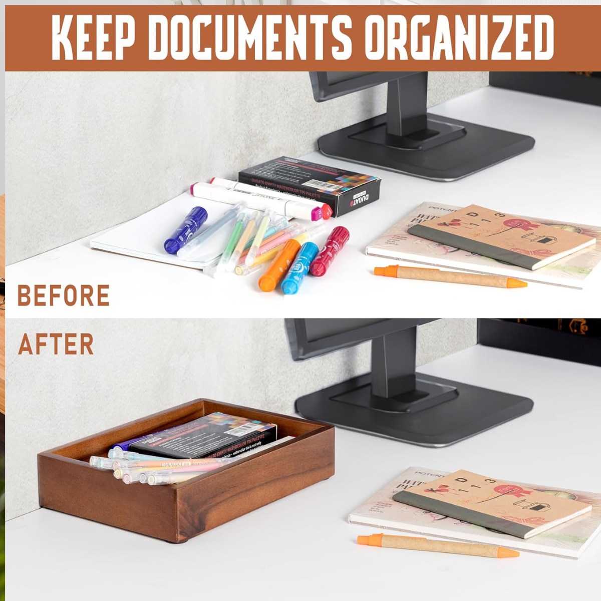 Carpentray Wooden Office Desk Tray