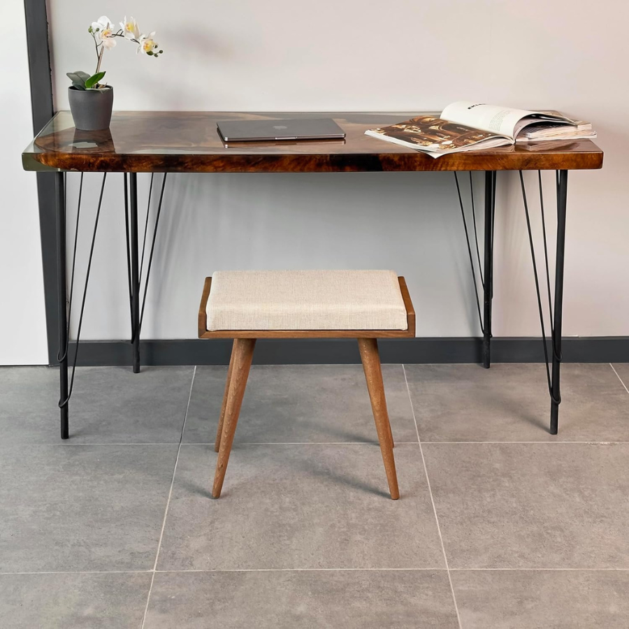 Carpentray Stool/Seat/Ottoman/Bench in Solid Sheesham Wood Stool with Cushion