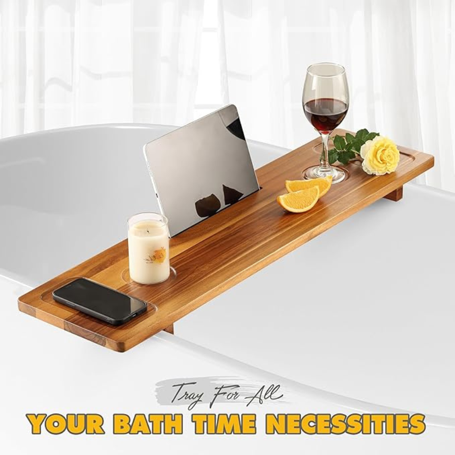 Carpentray Bathtub Tray Table | 35x9 Inch Large Bath Tub Tray Wooden