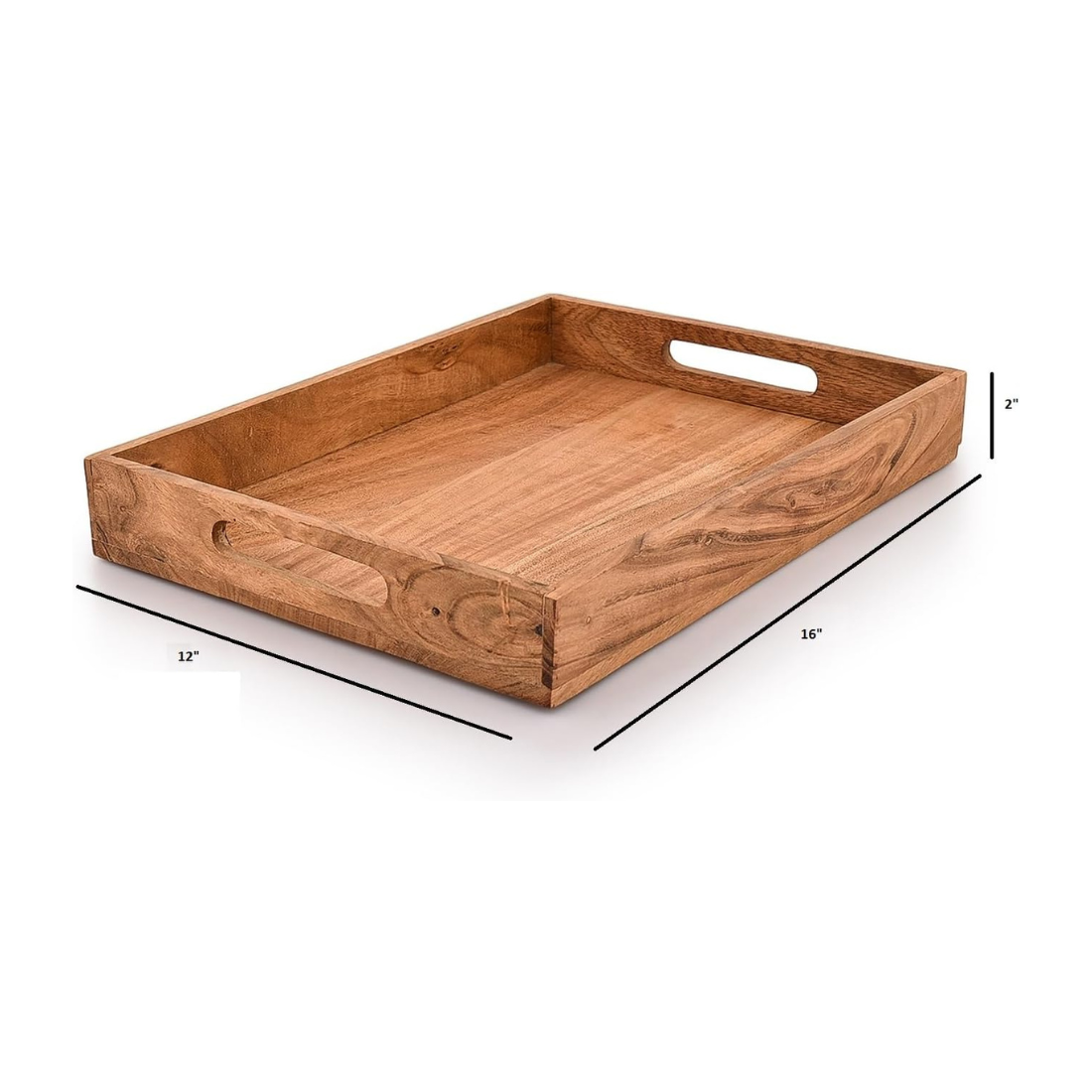 Carpentray Wooden Rectangular Serving Tray, Wood Plate, |Size_16" x 12" x 2”