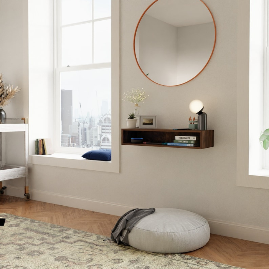 Carpentray 100cm Long Floating Entryway Console Table Built in Solid Sheesham Wood