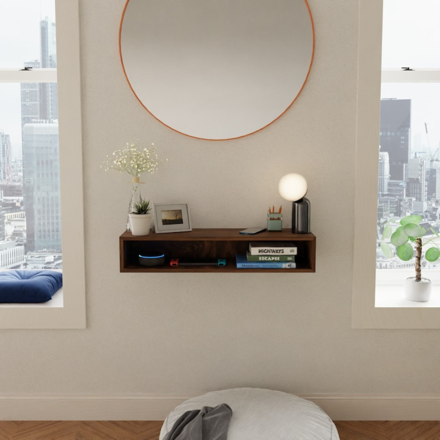 Carpentray 100cm Long Floating Entryway Console Table Built in Solid Sheesham Wood