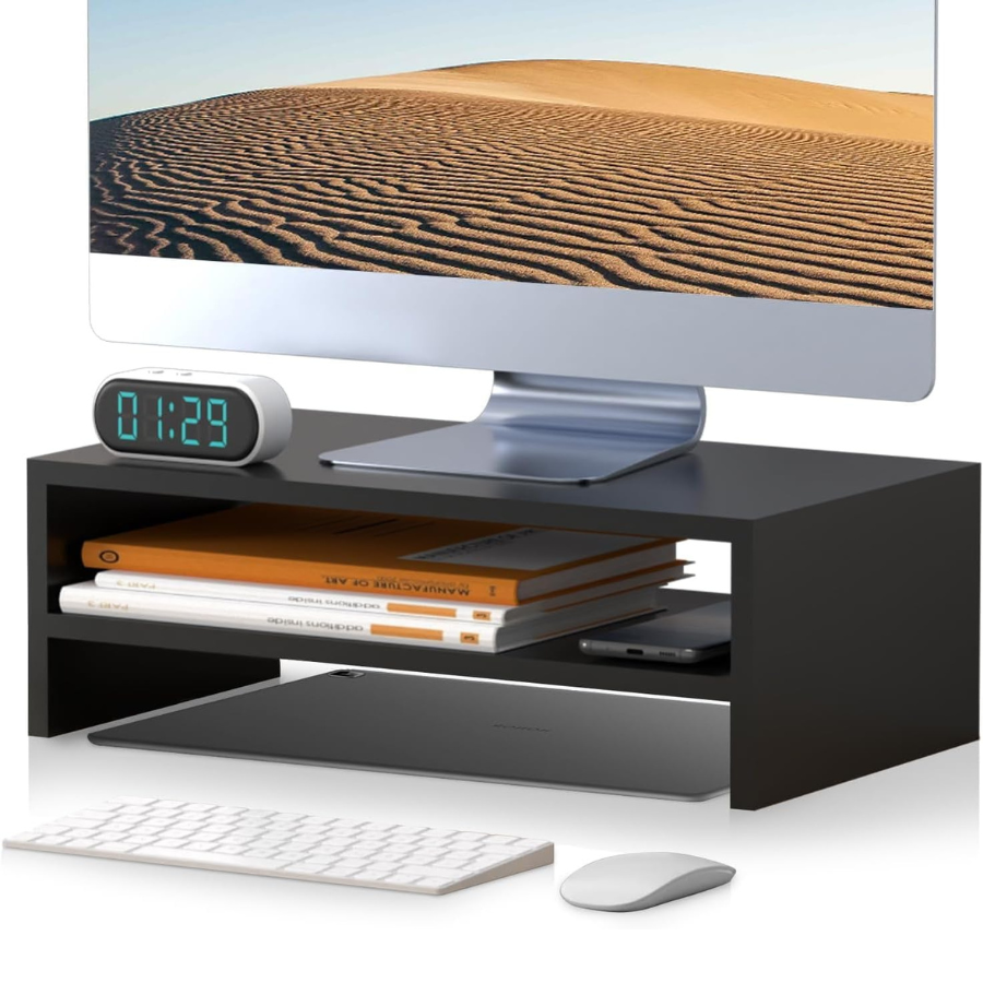 Monitor Stand Riser, Desktop Stand, Computer Stand, Ergonomic Design, Two-Level Design, Desktop Organization, Keyboard Smartphone Storage, Printer Stand