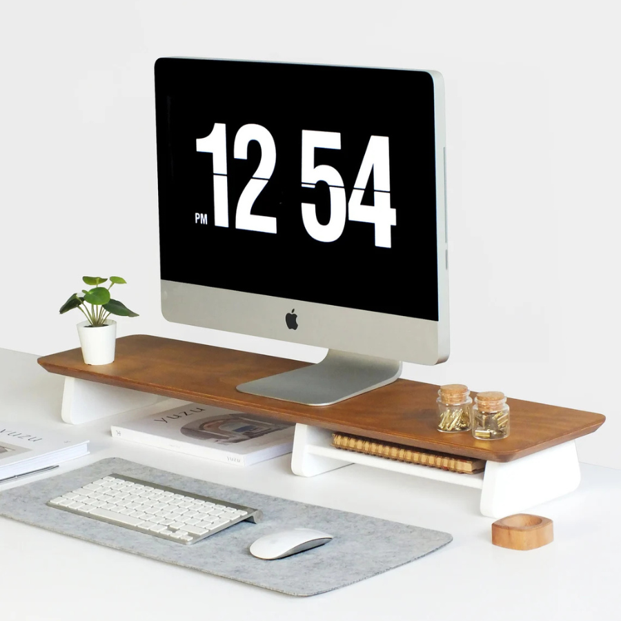 Carpentray 100cm Long Wooden Monitor Stand: Elegant Wooden Shelf Riser for Your Computer, Perfect Desk Accessory for Home Office Decor and Organization