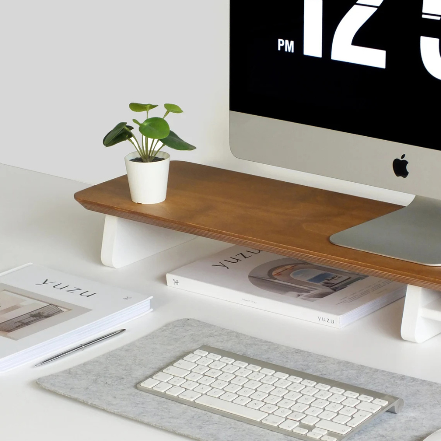 Carpentray 100cm Long Wooden Monitor Stand: Elegant Wooden Shelf Riser for Your Computer, Perfect Desk Accessory for Home Office Decor and Organization