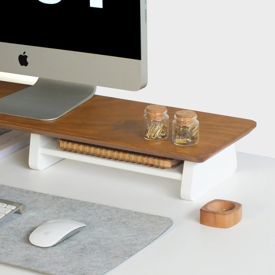 Carpentray 100cm Long Wooden Monitor Stand: Elegant Wooden Shelf Riser for Your Computer, Perfect Desk Accessory for Home Office Decor and Organization