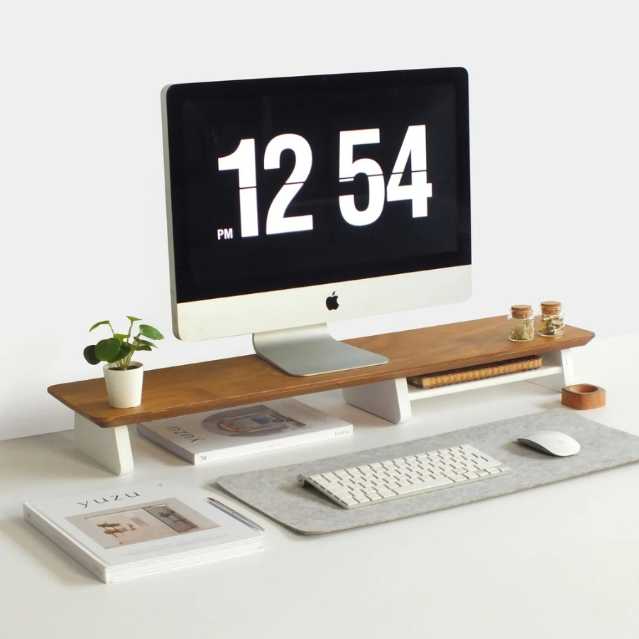 Carpentray 100cm Long Wooden Monitor Stand: Elegant Wooden Shelf Riser for Your Computer, Perfect Desk Accessory for Home Office Decor and Organization