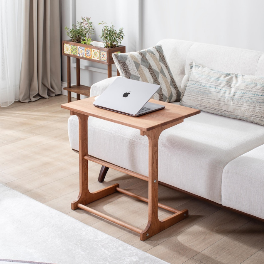 Carpentray C Shaped Side Table, Laptop Table, Nesting Table, TV Tray Table, Wooden End Table, Work Table, Sofa Side Table, Table for Couch, Snack Table