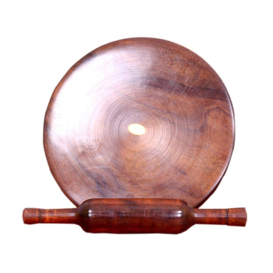 Carpentray Wooden Chakla Belan Set, Sheesham Wood Roti Maker polpat with Rolling pin for Kitchen