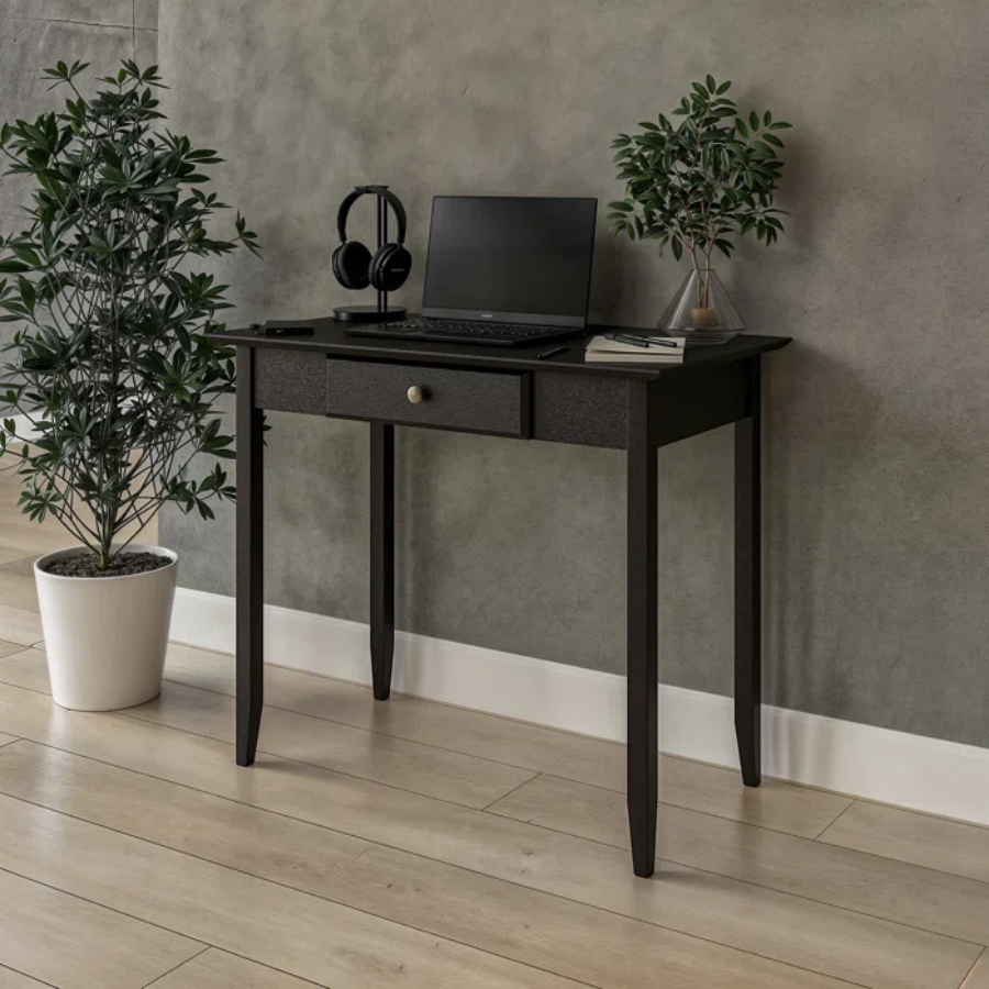 Carpentray Solid Wood Writing Desk (Black)