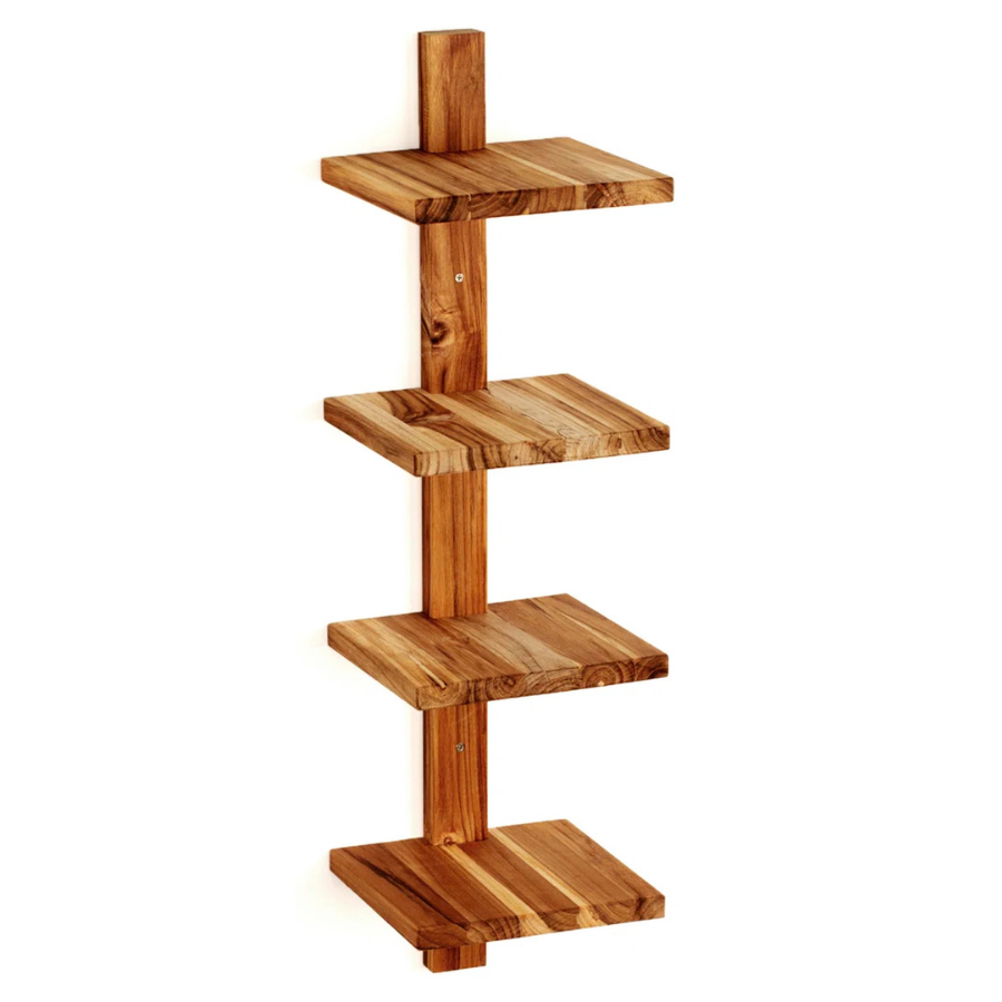 Carpentray 4 Piece Teak Bracket Shelf with Solid Sheesham Wood