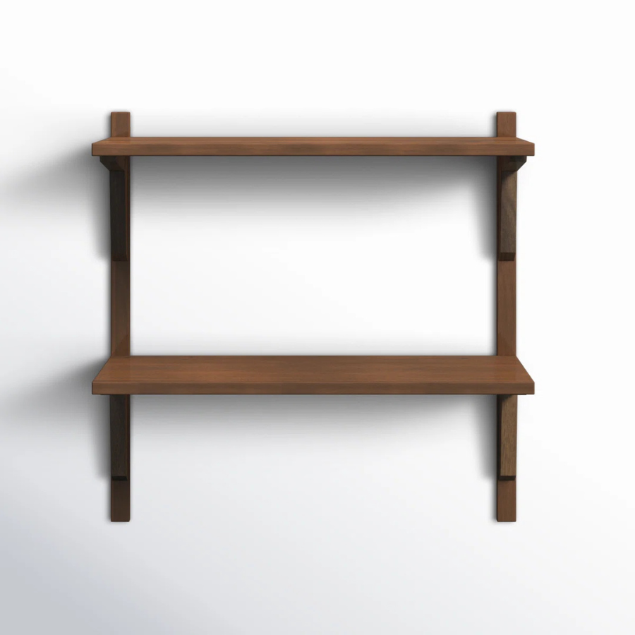 2 Piece Poplar Tiered Shelf Boxy Wooden Wall Shelf, Home Decor Items Wall Mounted Book Shelf Shelves for Living Room, Kitchen