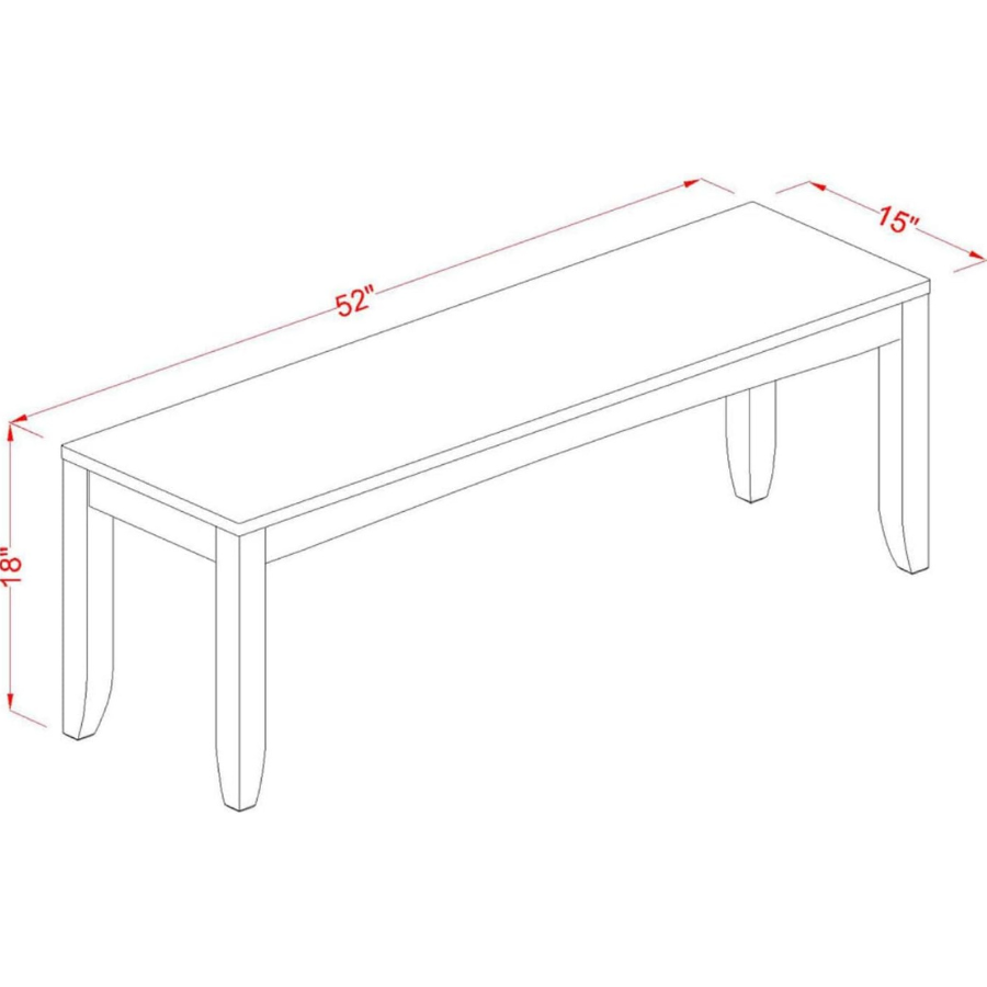 Carpentray Dining Bench with Wood Seat, 52x15x18 Inch