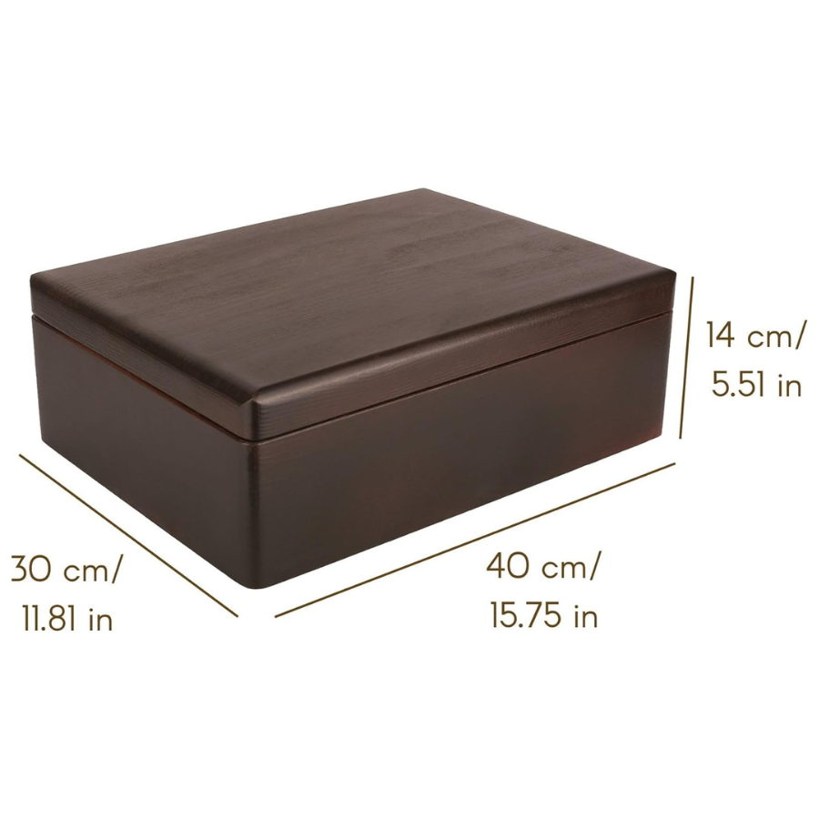 Carpentray Wooden Box Storage with Hinged Lid | 15.8 x 11.8 x 5.5 inches (+-0.5) | Gift Box for Tool Dog Toy Shoes Clothes Kitchen Storage Document