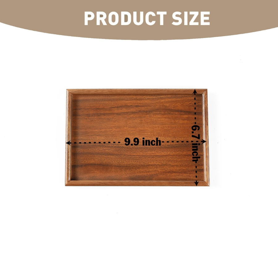 Carpentray Premium Dining Rectangular Wooden Tray 10"-100% Natural Walnut Wood Serving Platter