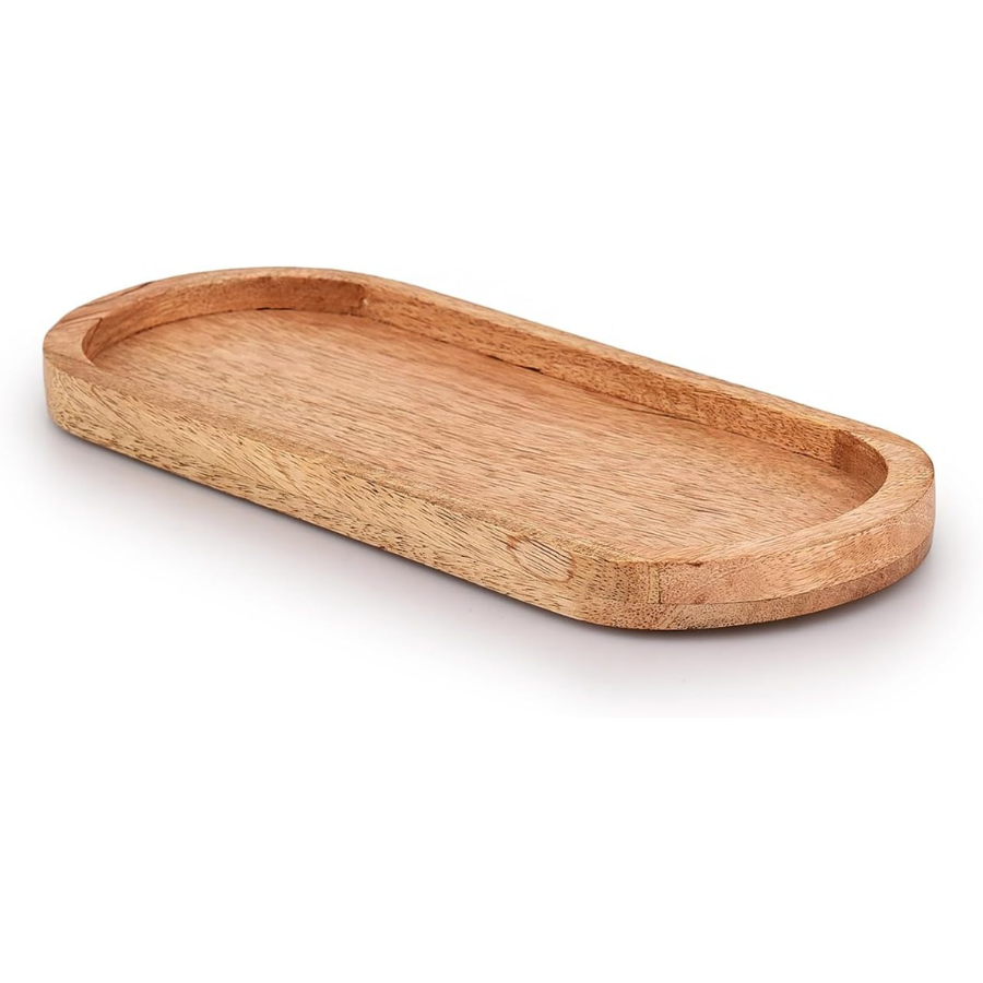 Carpentray Mango Oval Wood Tray Set of 3 Perfect for Food Holder (12" x 5" x 0.75")
