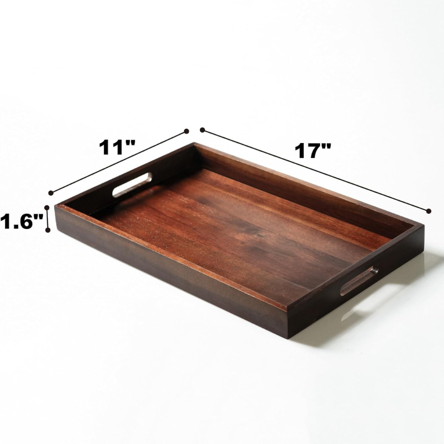 Carpentray Wood Serving Tray with Handles, Rustic Wooden Serving Platter