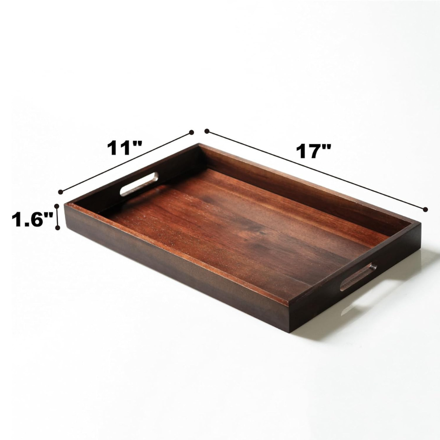 Carpentray Wood Serving Tray with Handles, Rustic Wooden Serving Platter