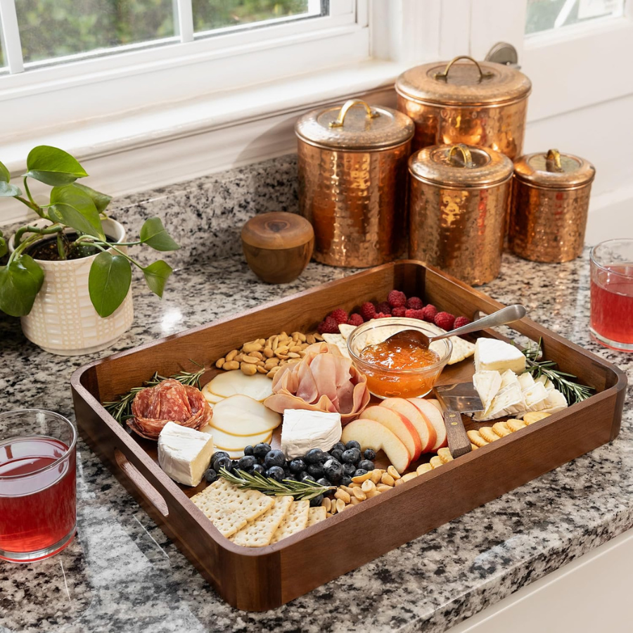 Carpentray Serving Trays with Handles for Eating 17x13 inch, Set of 2