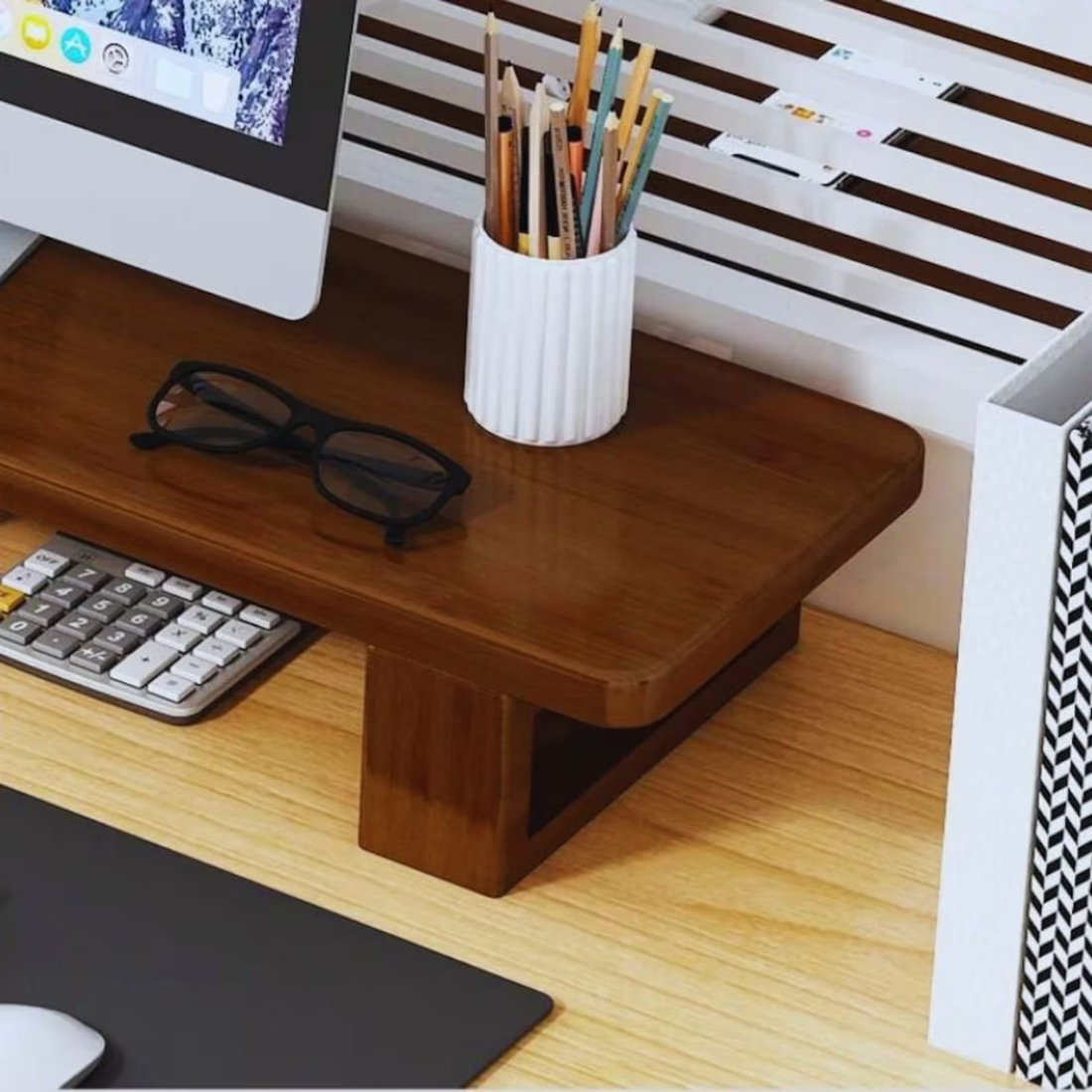 Carpentray Wooden Monitor Riser Stand