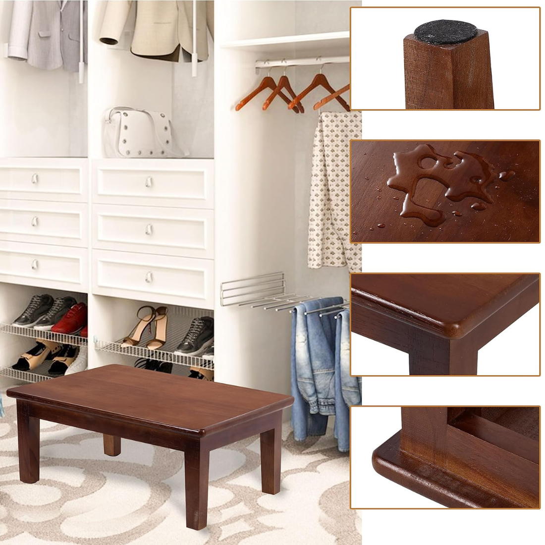 Carpentray Wooden Step Stool (Walnut Brown)