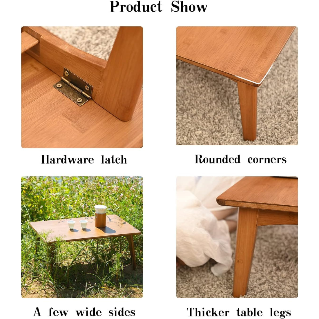 Carpentray Solid Sheesham Wood Foldable Small Table - Foldable Floor Desk (66X38X28 Cm), Brown