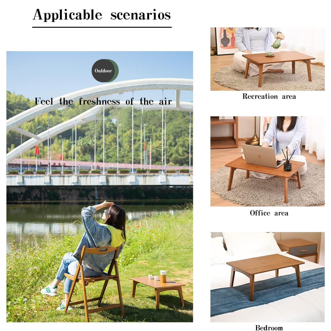 Carpentray Solid Sheesham Wood Foldable Small Table - Foldable Floor Desk (66X38X28 Cm), Brown