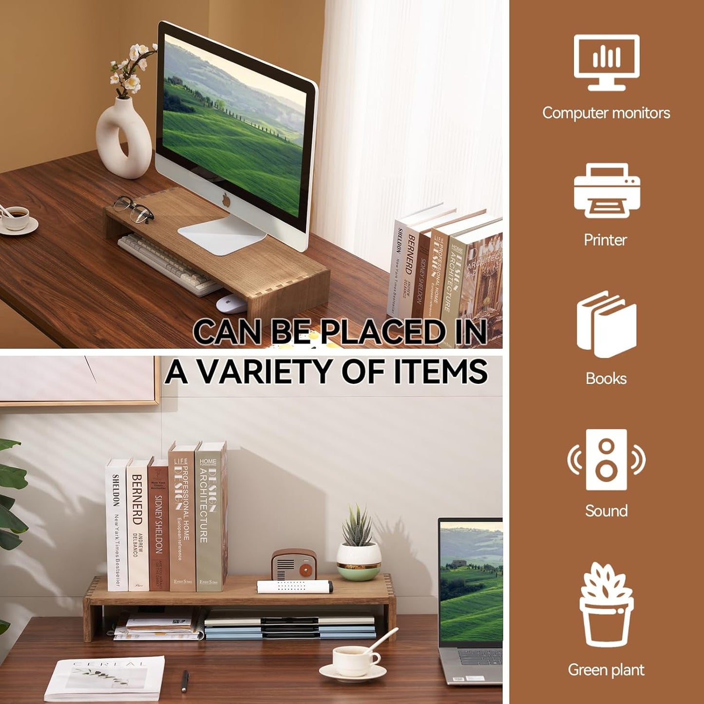 Carpentray 60Cm Long Wooden Monitor Riser
