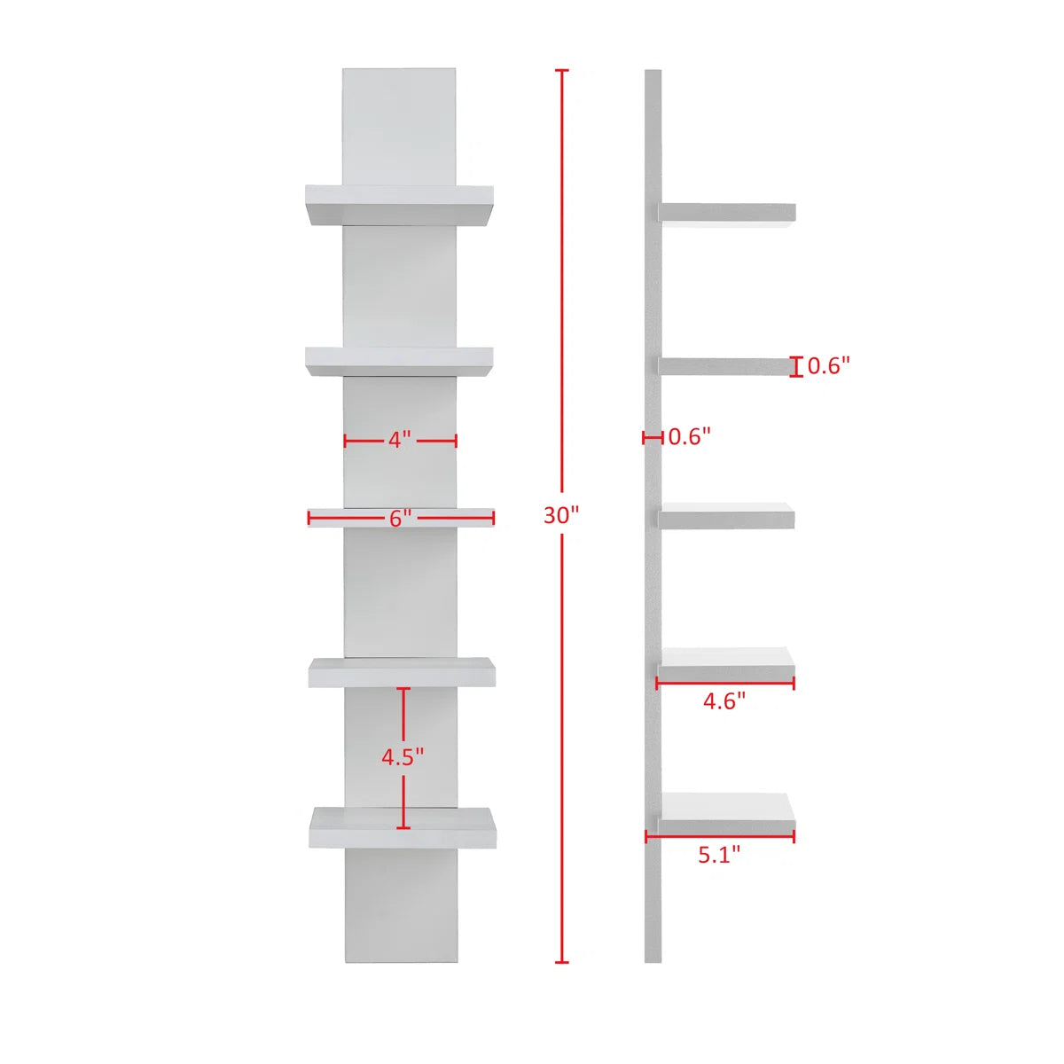 Carpentray 5 Tier Column Wall Shelf