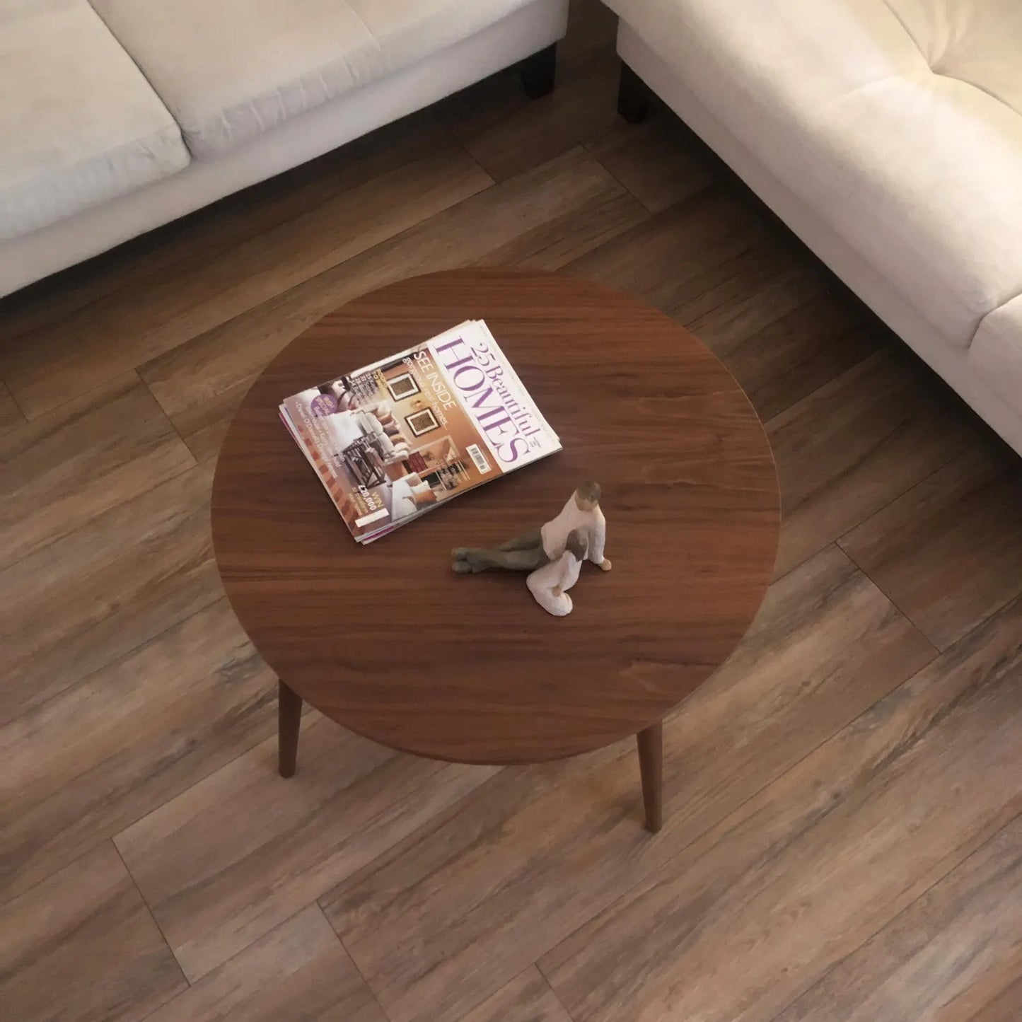 Carpentray 30x30 Inch Round Wooden Coffee Table